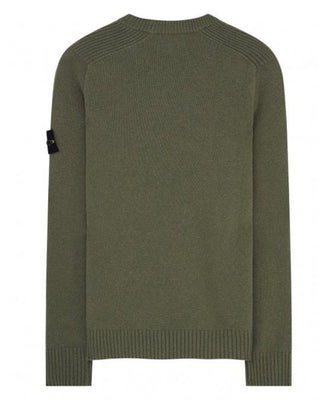 Stone Island Logo Patch Crewneck Knitted Jumper Olive