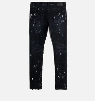 Purple Brand Paint Splatter Effect Jeans Black